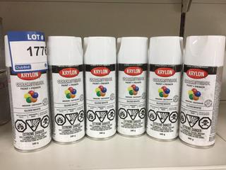 (6) 340g Krylon White Gloss Spray Paint With Primer.