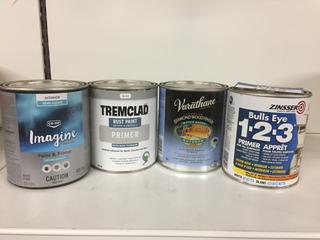 (4) Assorted Primer, Paint & Polyurethane.