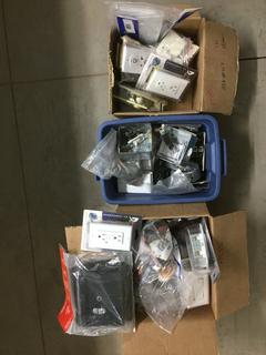 Box of RV Power Supplies, Receptacles, Lights, Etc.