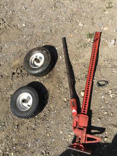 Hi Lift 36" Jack, (2) Turf Tires w/ Rims 13x5.00-6NHS.