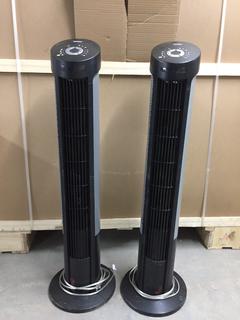 (2) Seville Classics Vertical Fan With Remote. 