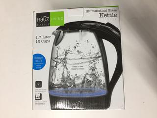 Unused Hauz Living 1.7L Illuminating Glass Kettle.