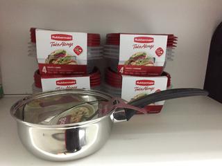 (4) 4-Pack Rubbermaid Take Alongs & 1.5Q Saucepan.