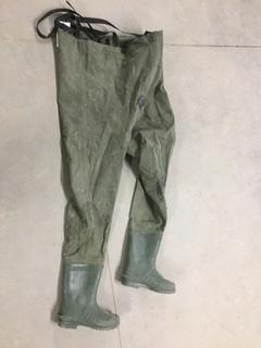 Nylon/PVC Hip Waders, Size 12, Needs Repairs.