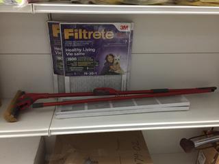 Vileda Sponge Mop & Broom/Mop Handle, Furnace Filters & Vents.