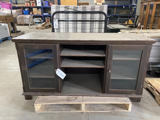 Wooden Cabinet With Glass Doors, 54" x 20-1/2" x 29".