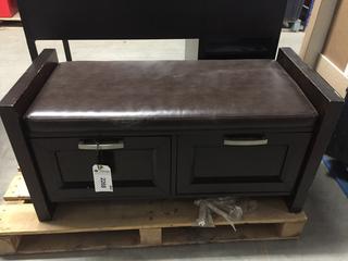 Wooden Entry Bench With 2-Drawer & Cushion, 40" x 18" x 20".