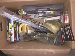 Assorted Tie Downs, Particulate Filters/Mask, Foot Pumps, Drill/Driver Set, Etc.