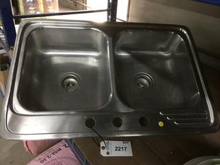 Stainless Steel Double Sink, 33" x 22".