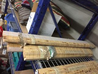 (3) Roll-Up Bamboo Blinds, (1) 43" & (2) 55".