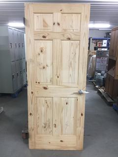 Pine Door c/w Hardware, 32" x 1-1/4" x 80".