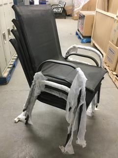 (4) Outdoor Stacking Armchairs, Damaged.