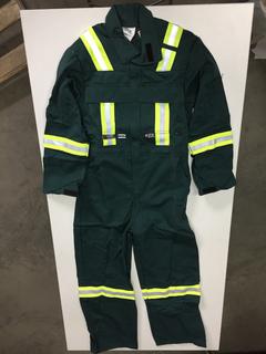 IFR Workwear Inc. Flame Resistant Hi-Vis Coveralls, Green, Size 38T.
