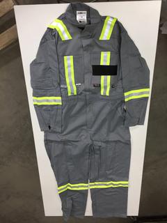 IFR Workwear Inc. Flame Resistant Hi-Vis Coveralls, Grey, Size 38.