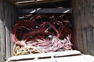 Wooden Crate Filled with Electrical Cord Lighting. Standard Plug-Heavy Duty Cords.