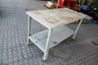 Steel Work Table on Wheels.