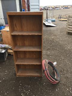 Wooden Shelf 9 1/2" x 23 1/2" x 54 1/2"H & (1) Air Hose 3/8" 200 Psi.