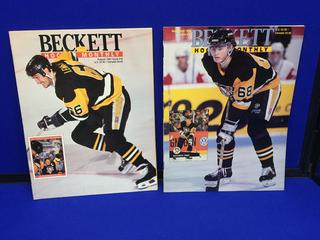 (2) 1991 Beckett Price Guide. Mario Lemieux, Jaromir Jagr.