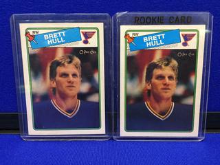 (2) 1988-89 Brett Hull #66 O-Pee-Chee Rookie Cards.