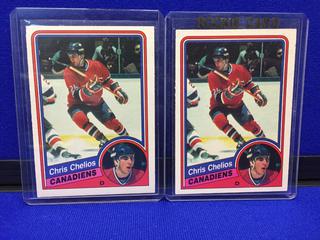 (2) 1984-85 Chris Chelios #259 O-Pee-Chee Rookie Cards.