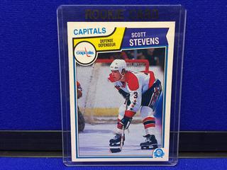 1983-84 Scott Stevens #376 O-Pee-Chee Rookie Card.