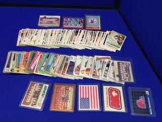 1973-74 Atlanta Flames, 1974 Kansas City Scouts, 1969-70 California Seals Hockey Cards + Approximately (100) Assorted Hockey Cards.