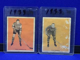 1933 Howie Morenz Rookie Card #8, Eddie Goodfellow Rookie Card #42.