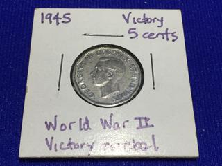 1945 Canadian Victory WWII Nickel.