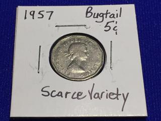 1957 Bugtail Nickel.