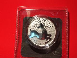 2012 20 Dollar Silver Coin - Reindeer