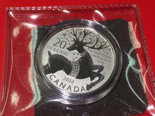 2012 20 Dollar Silver coin - Reindeer.