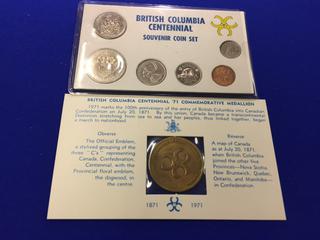 1971 British Columbia Centennial Coin Set w/ Medallion.