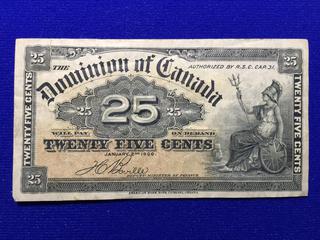 1900 Dominion of Canada 25 Cent Shin Plaster.