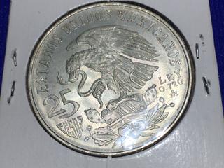 1968 Silver Mexico Olympics 25 Peso.