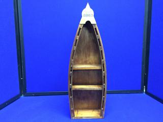 Wooden Boat 15" Tall.