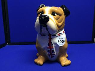 Dog Cookie Jar w/English Flag 9".