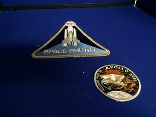 Apollo XIII Exluna Scientia Badge 4" & Space Shuttle Badge 8 1/4".