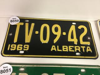 1969 Alberta License Plate.