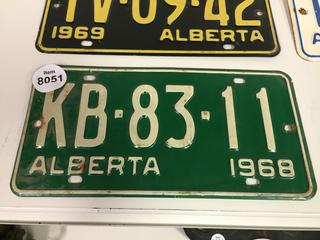 1968 Alberta License Plate.