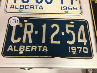 1970 Alberta License Plate.