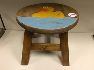 Painted Wood Decker Stool, Base 12" & 10" Tall.