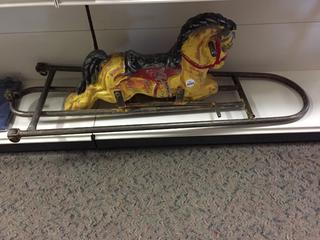 Metal Rocking Horse 54 1/2" Tallest Points Horizontal, Horse if 28" Long, 17 1/2" Tall.