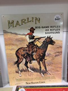 Marlin Fine Arms Co. Metal Sign 16" x 12 1/2".