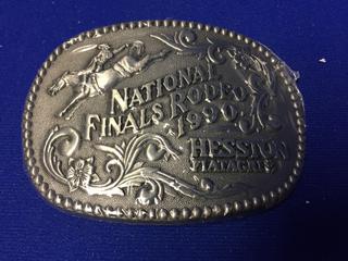 1990 National Finals Rodeo Hesston Fiatagri Belt Buckle.