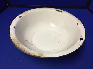 Metal Bowl 12" Bowl, 3 1/2"H. *DAMAGED*