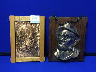 (2) Brass Portraits 7 3/4" x 5 3/4", 7 3/4" x 6 1/2".