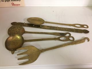 Brass Vintage Cooking Utensils 14".