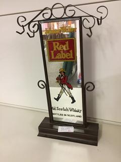 Johnnie Walker Red Label Whiskey Mirror on Stand 12".