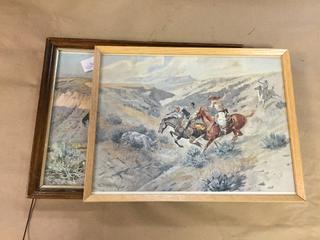 (2) Framed Horse Prints 13 1/2" x 17 1/2".