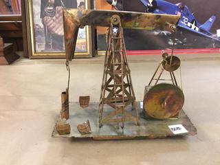 Model Oil Rig Music Box. Rig Moves As Music Plays. 9 1/4" x 11".